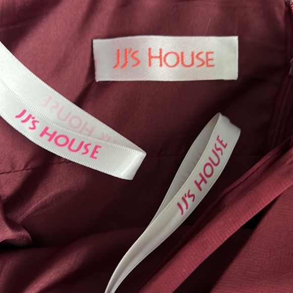 JJ’s House A-Line Floor Length Bridesmaid Dress With Split Front in Cabernet - Picture 7 of 7